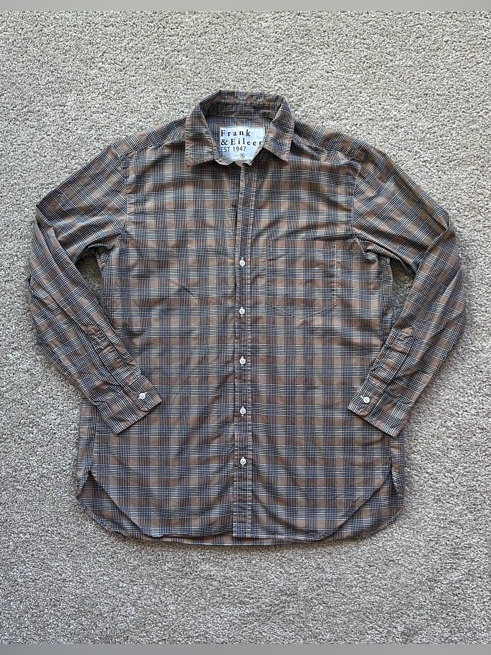 Frank & Eileen Joedy Oversized Plaid Button Down Shirt Size S Brown Cotton - Picture 2 of 11